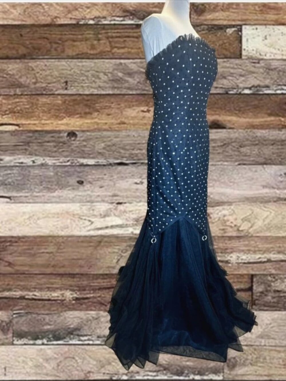 y2k Paris by Mon Cheri Formal Black Mermaid Gown Sz 8 - Picture 2 of 12